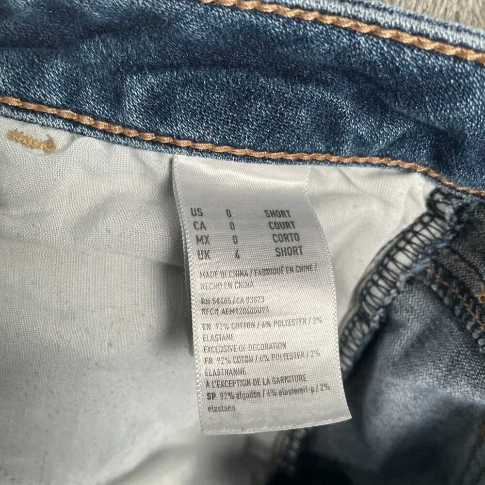 American Eagle Super Stretch X Skinny Jeans Womens 0 Short Distressed Ripped Y2K